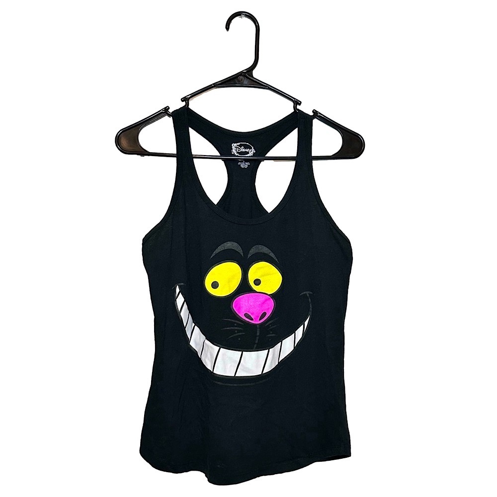 DISNEY Black Cheshire Cat Face Racerback Tank Top
